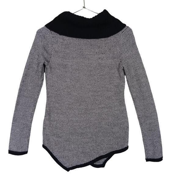 Express Knit Top Size Small Black and White Striped Black Cowl Neck and Trims - Picture 3 of 7